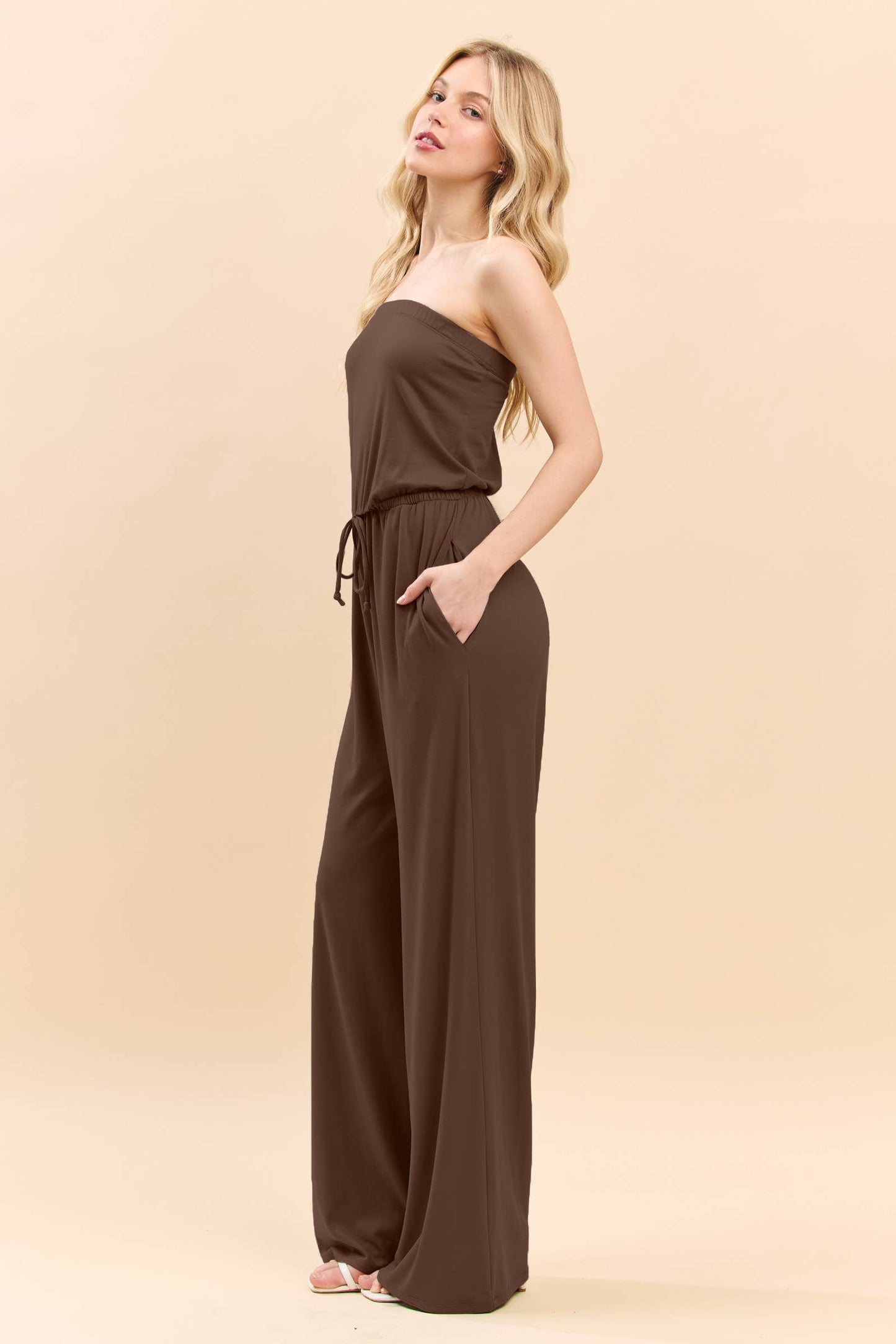 WIDE LEG TUBE TOP JUMPSUIT