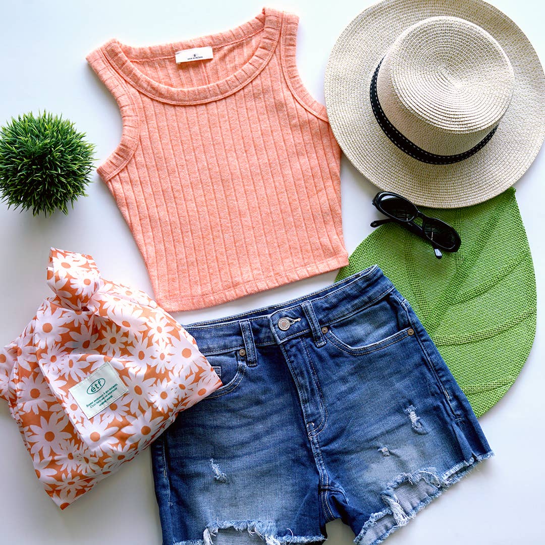 `.Ribbed Sleeveless Crop Tank Top