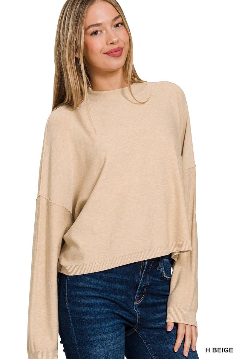 `.0807 Mock Neck Fall Crop Sweater SI-25985