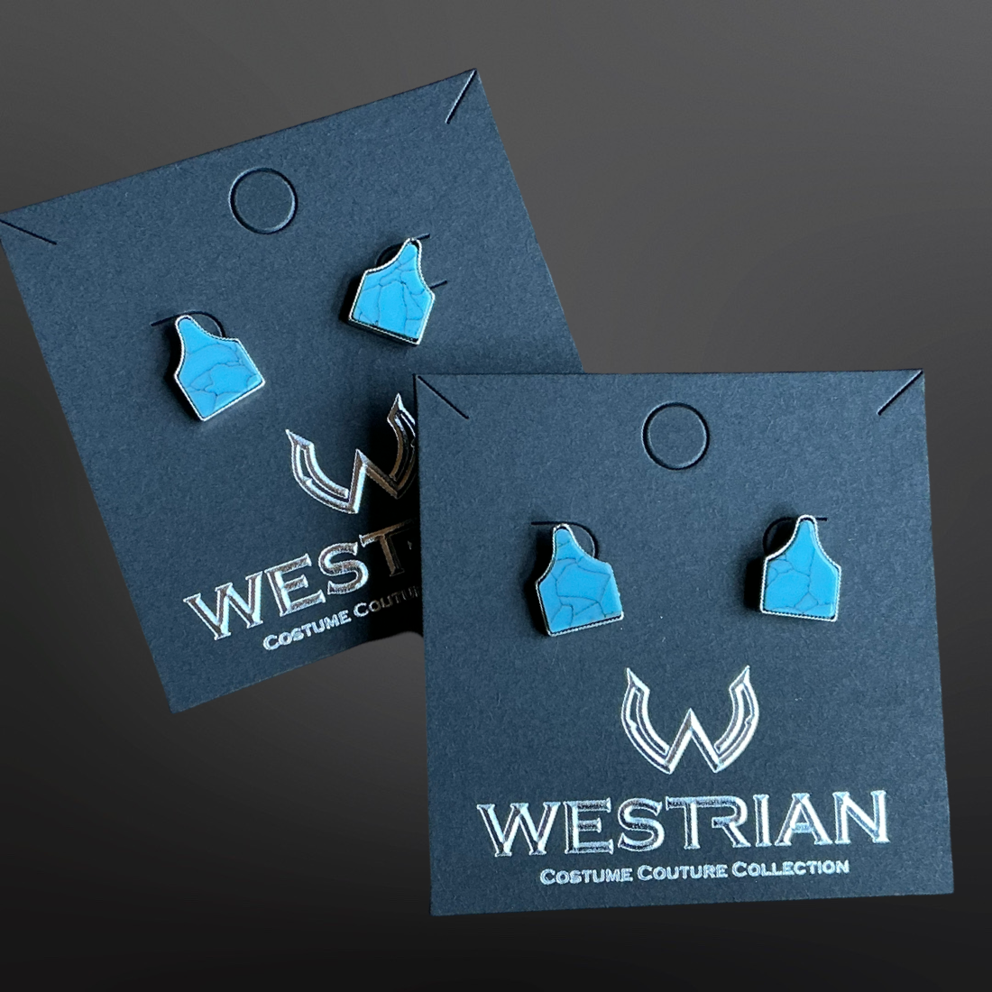 Faux Turquoise Cow Tag Earrings