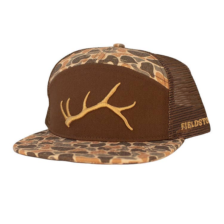 7 Panel Woodlands Camo Shed Hat (H-187)