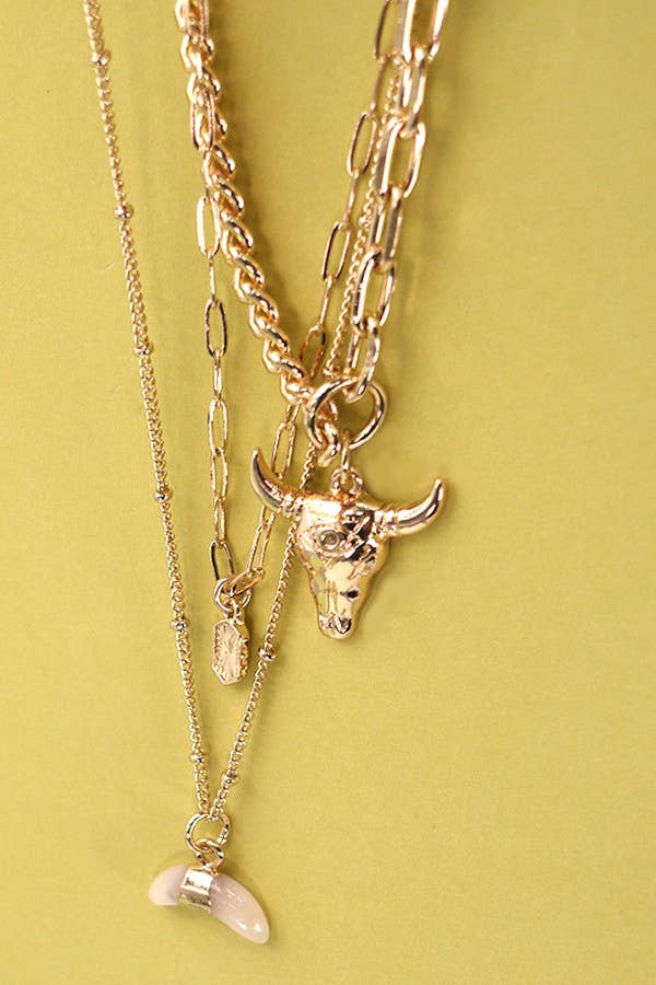Bull Horn Layered Necklace