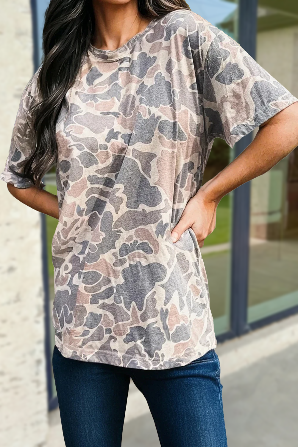 Camouflage Print Casual T Shirt