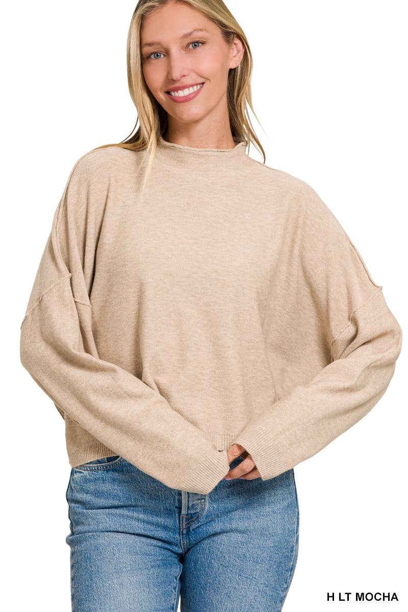 `.0807 Mock Neck Fall Crop Sweater SI-25985