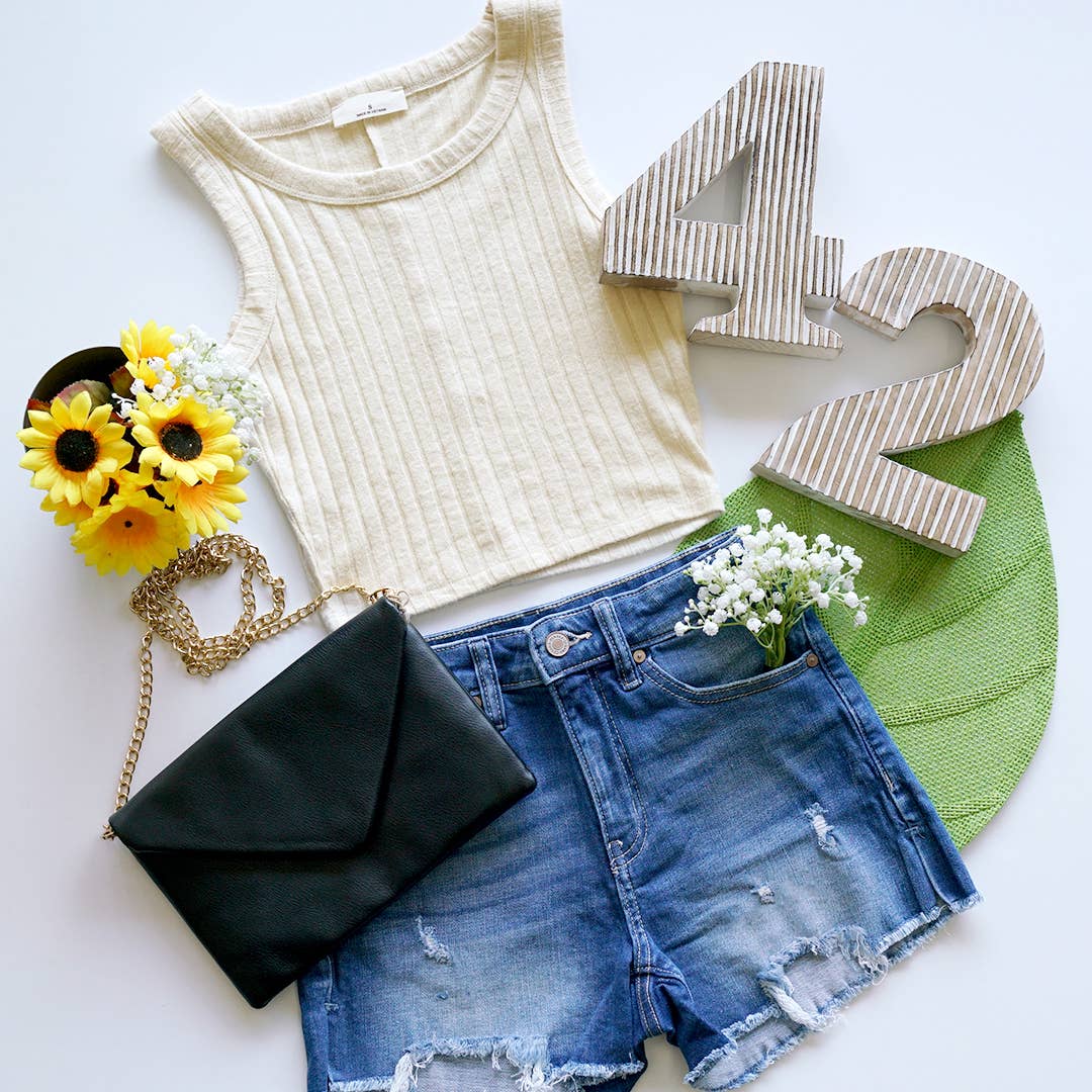 Ribbed Sleeveless Cropped Tank