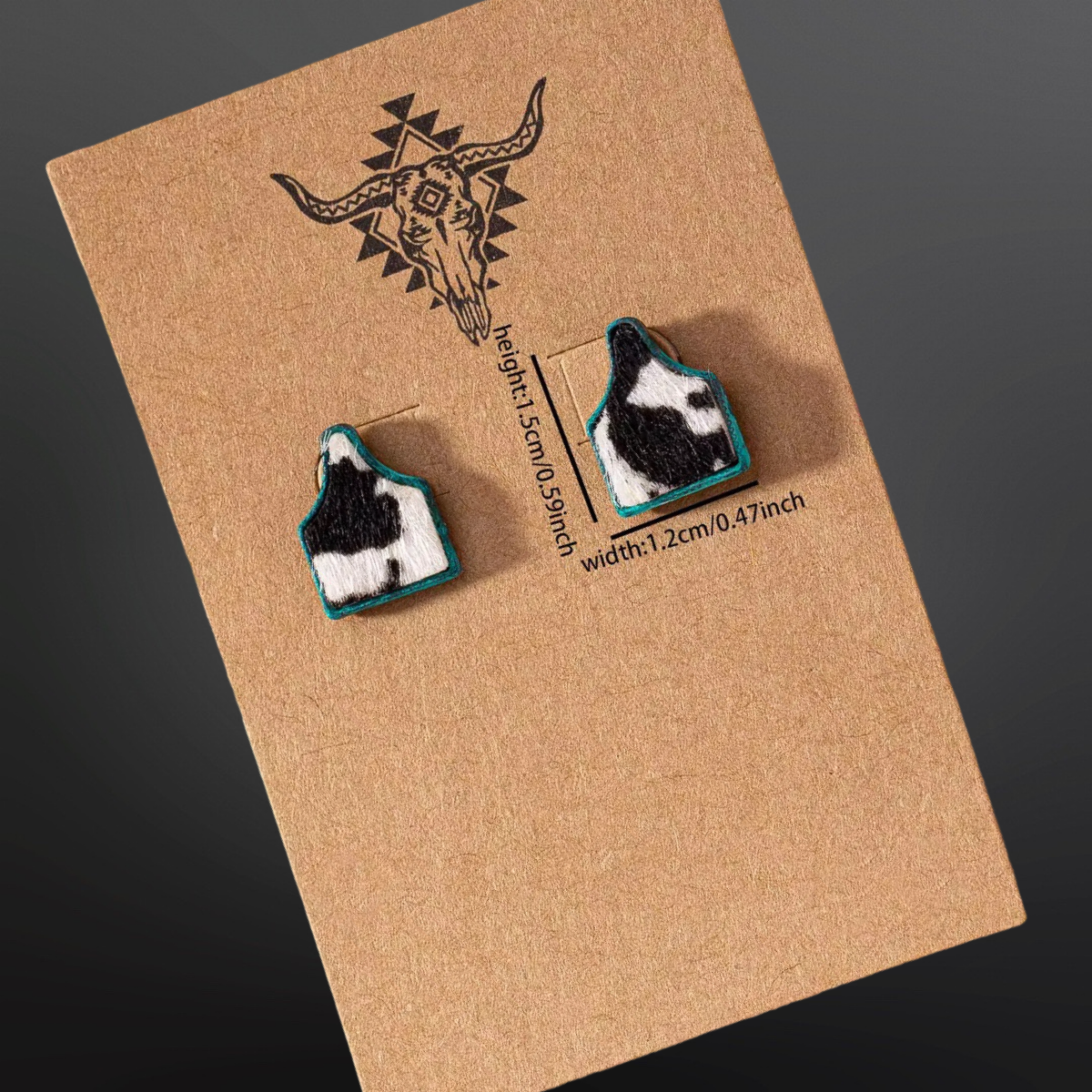 Faux Cowhide Cow Tag Earrings