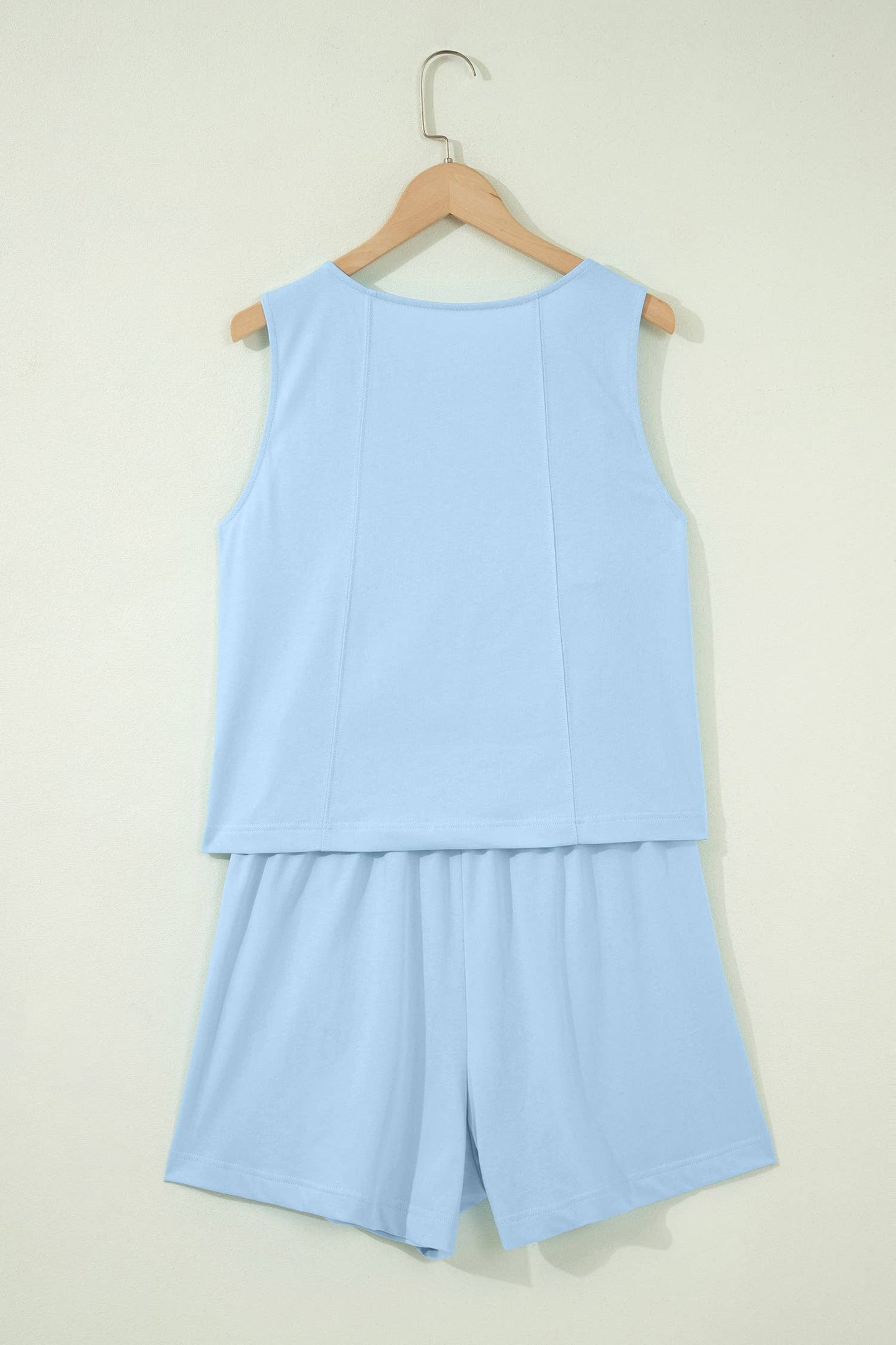 Stitched Detail Loose Tank Top 2pcs Short Set