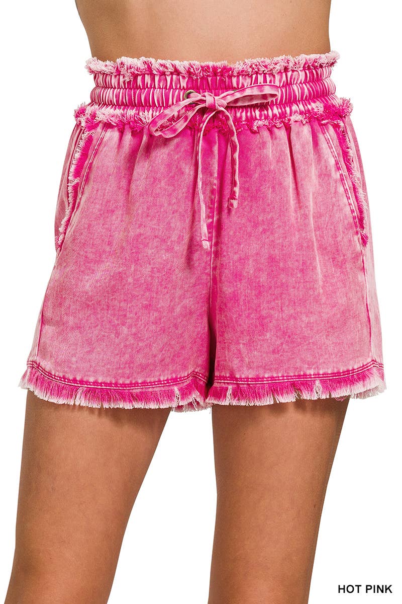 Mineral Washed Short Pants w/ Pockets