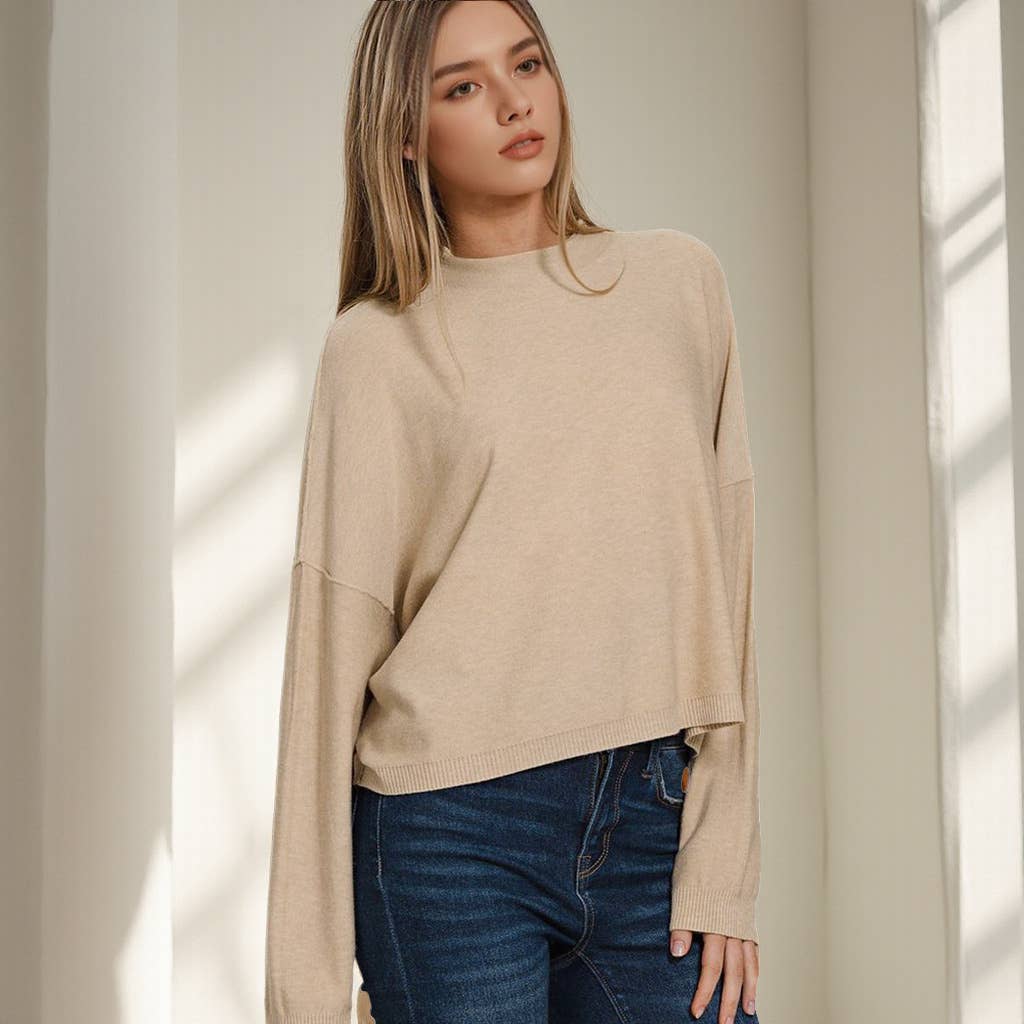`.Mock Neck Soft Fall Sweater