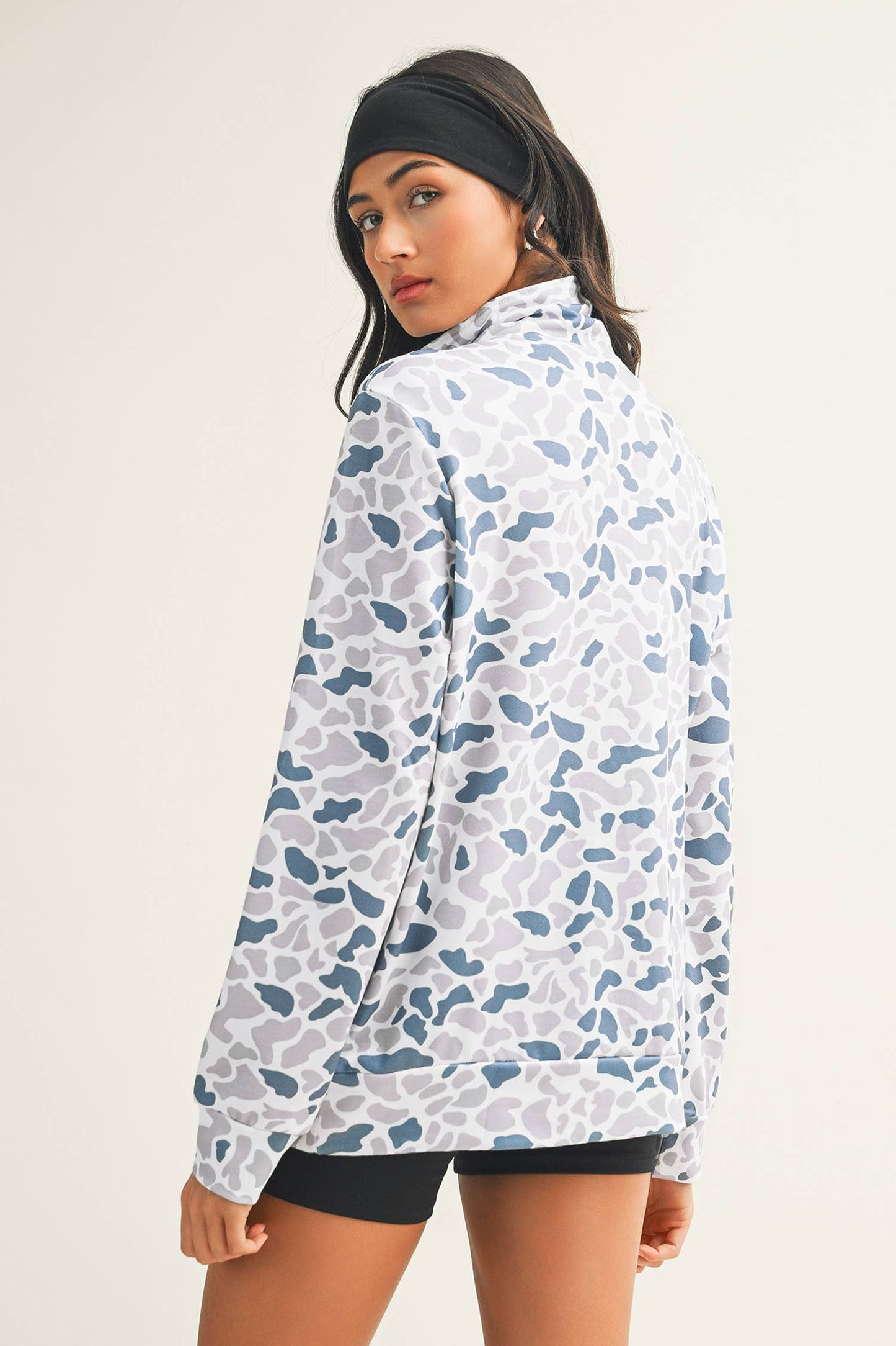 V Neck Shift Camo Pullover