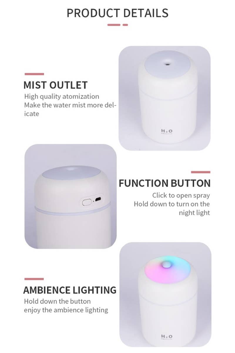 Colorful Portable Mini Humidifier Essential Oil Dif