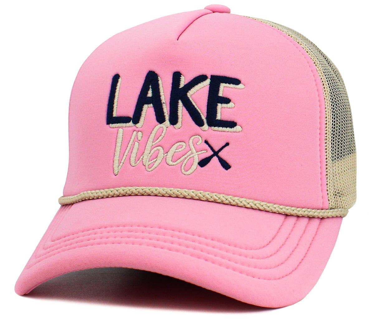 Lake Vibes Foam Trucker Mesh Cap: Neon Pink