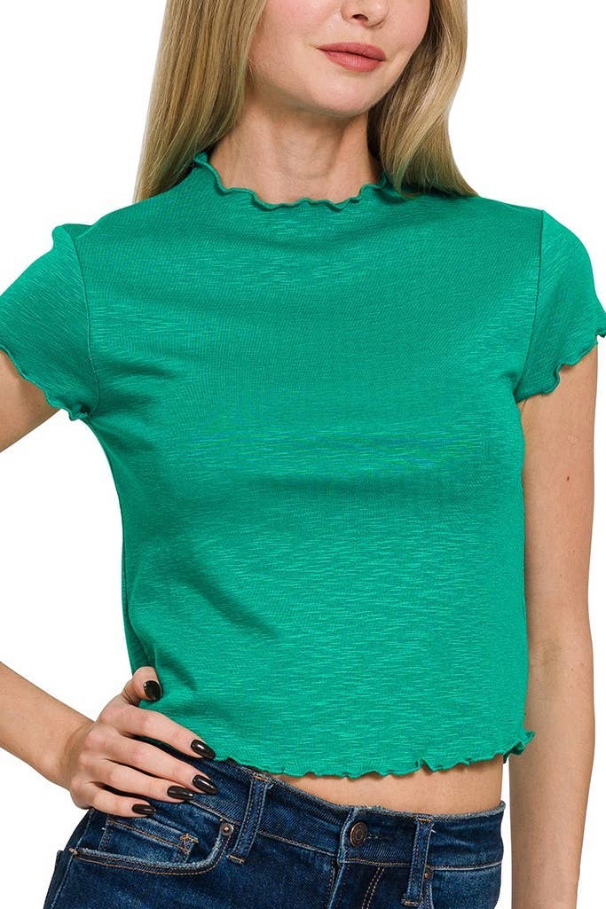 Lettuce Trimmed Cropped Tee