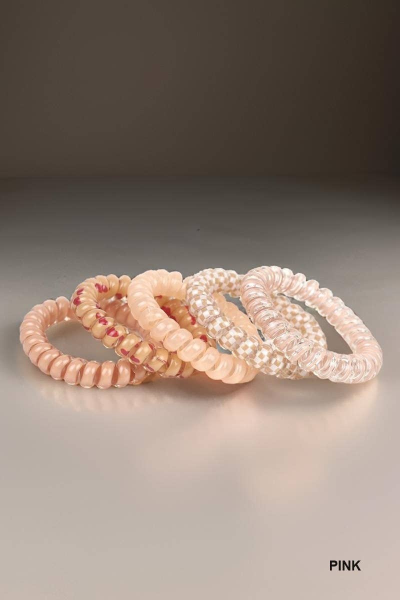 Assorted Solid Flower Checker Hair Coil Ties