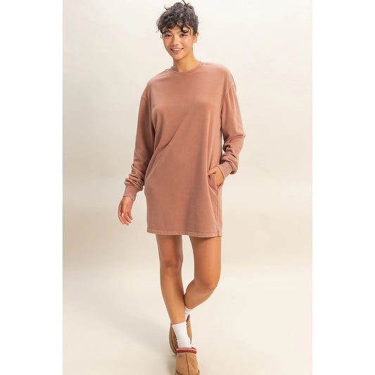 Mineral Washed Oversized Mini Sweatshirt Dress
