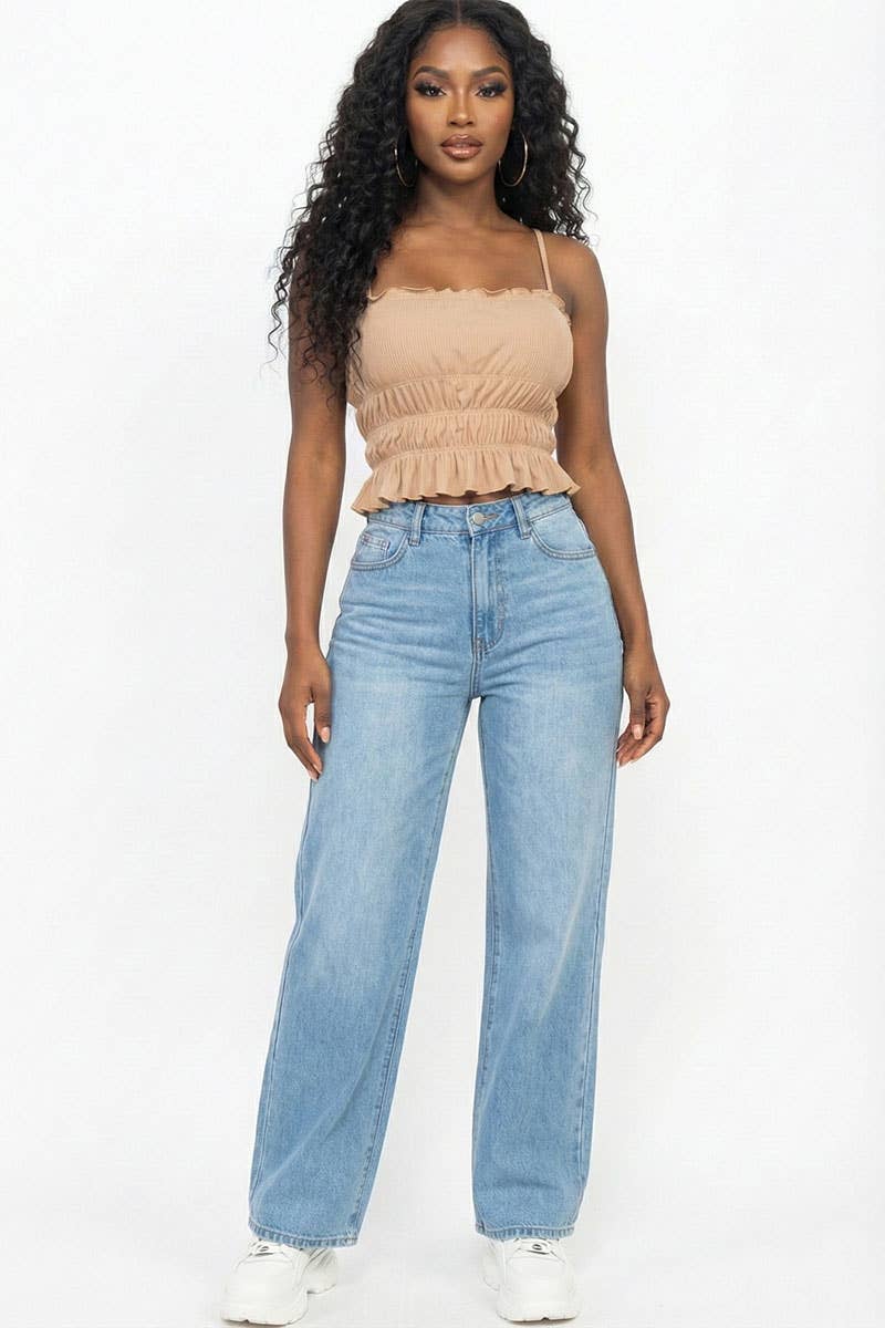 Tiered Shirred Body Crop Top