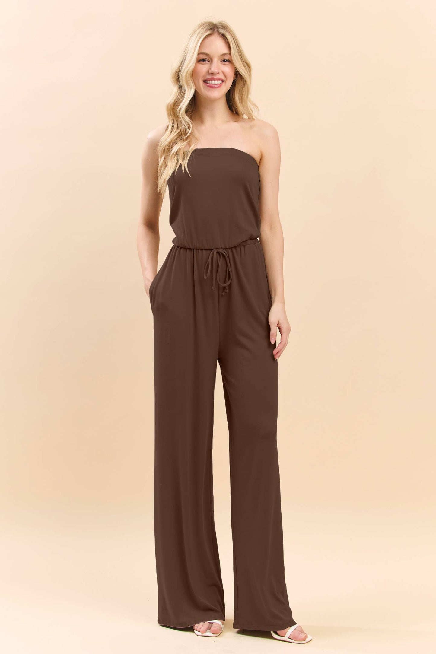WIDE LEG TUBE TOP JUMPSUIT
