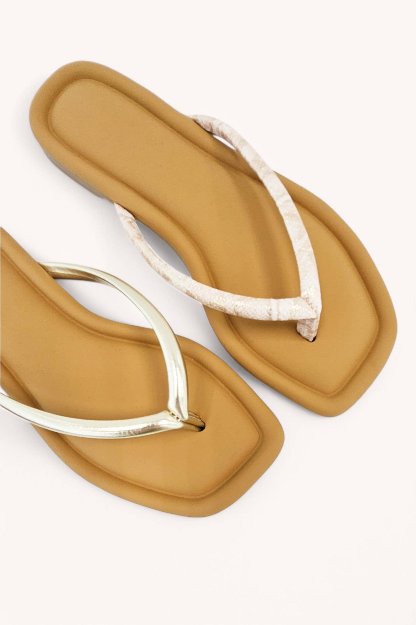 SQUARE TOE SIMPLE THONG STRAP SANDALS
