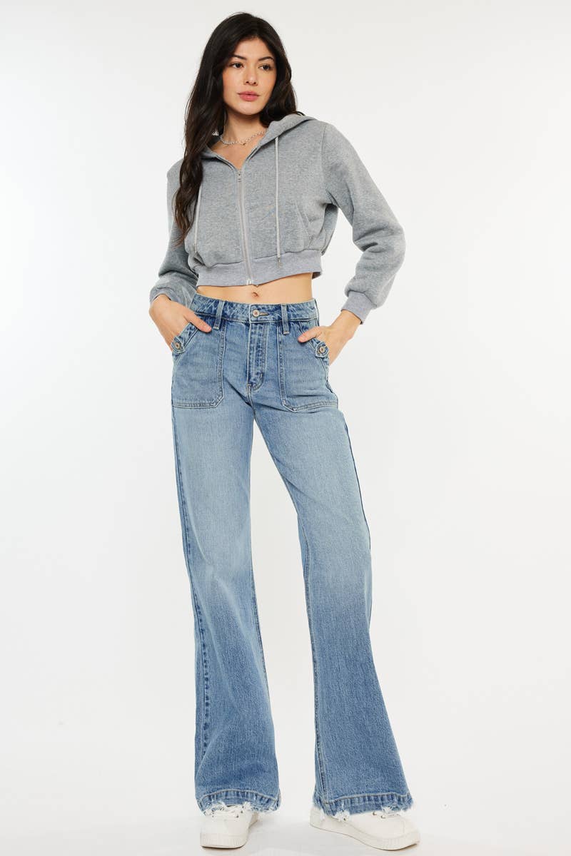 HIGH RISE WIDE FLARE JEANS- Judy Blue