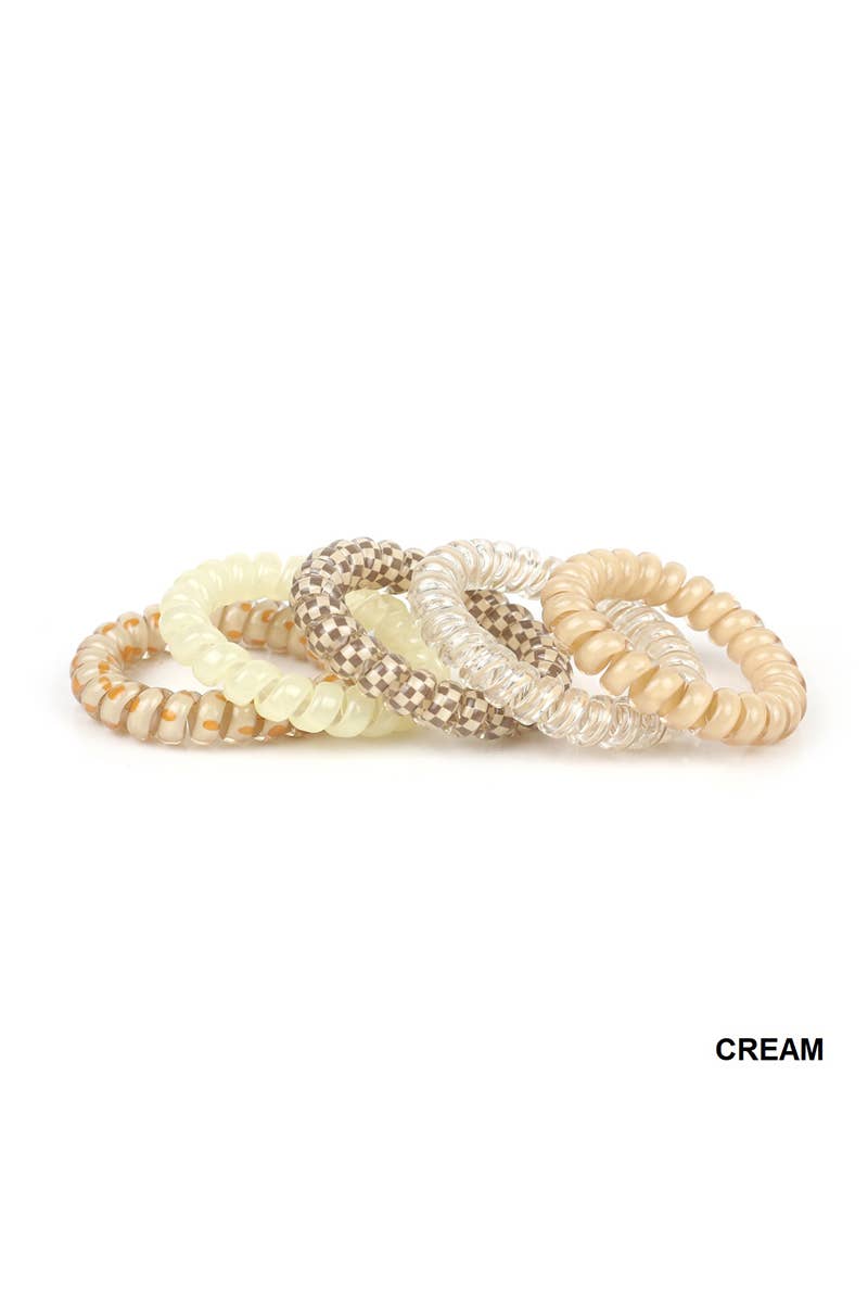 Assorted Solid Flower Checker Hair Coil Ties