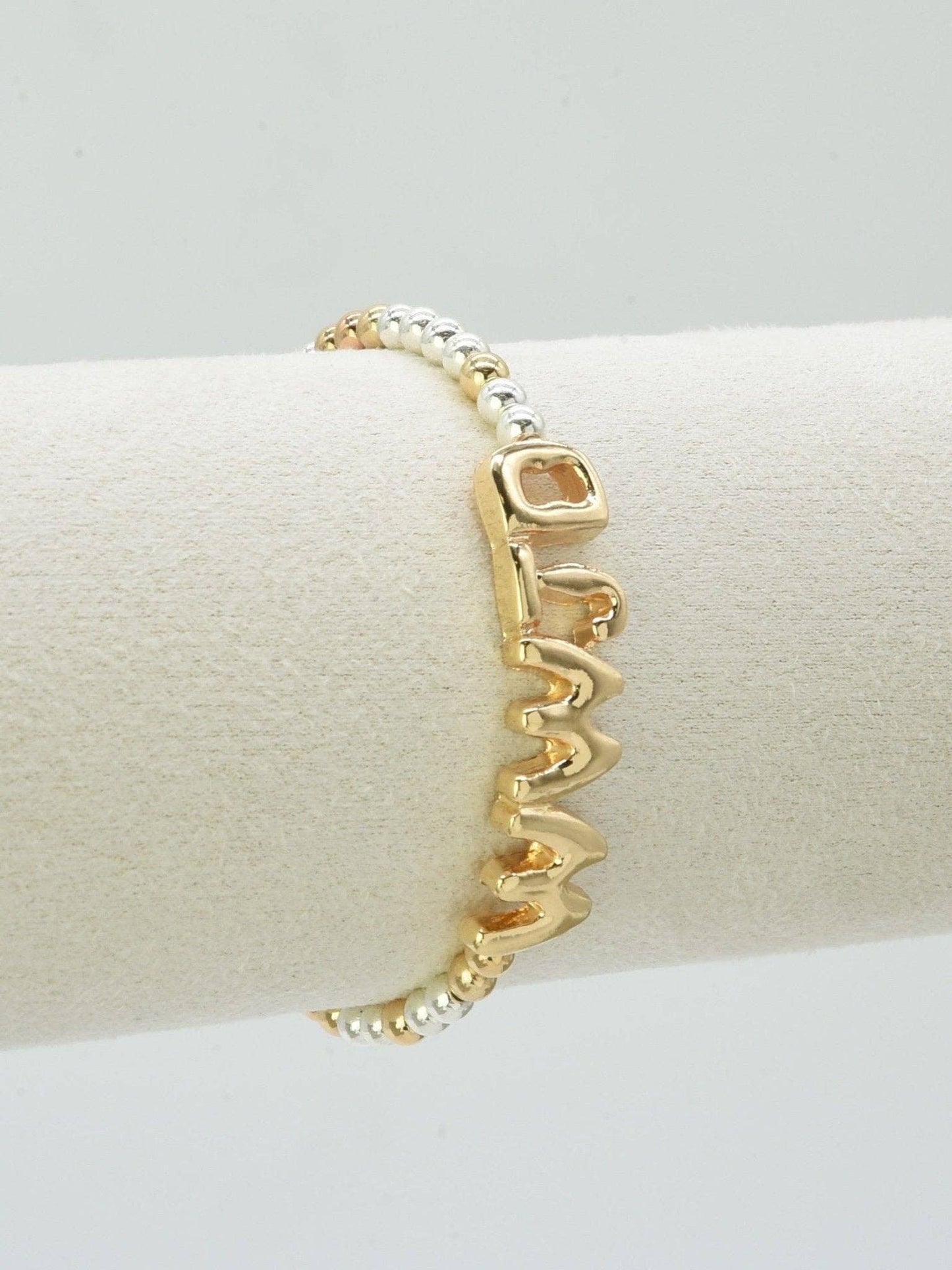WWJD Beaded Stretch Bracelet: Silver