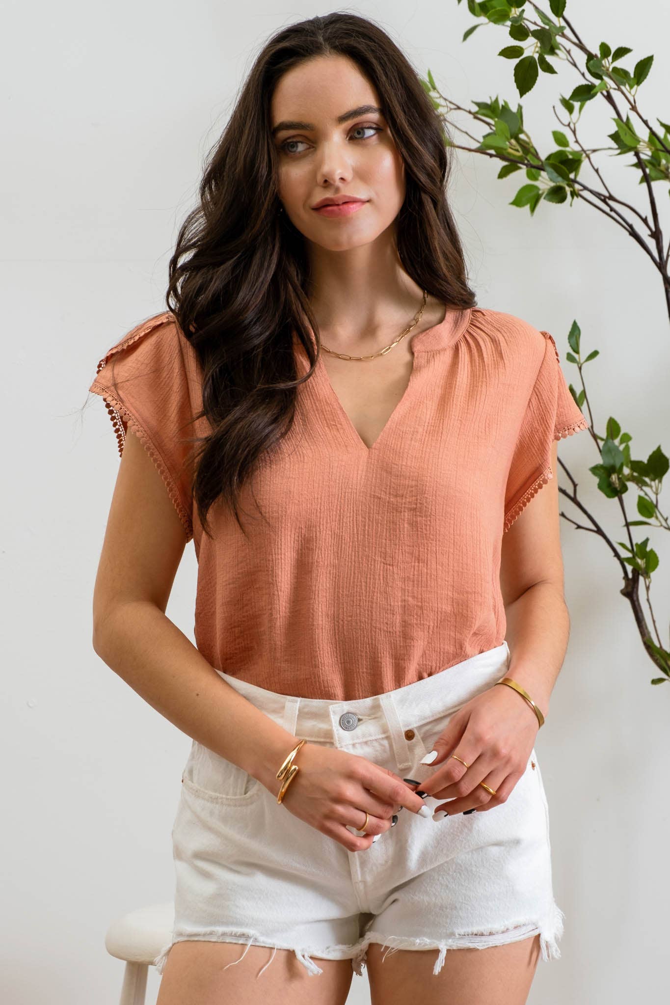 PETAL TASSEL SLEEVE BLOUSE