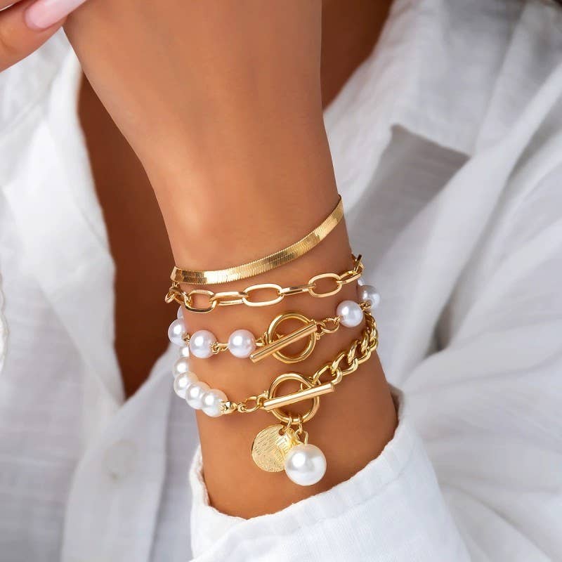 PEARL CHAIN MIX BRACELET