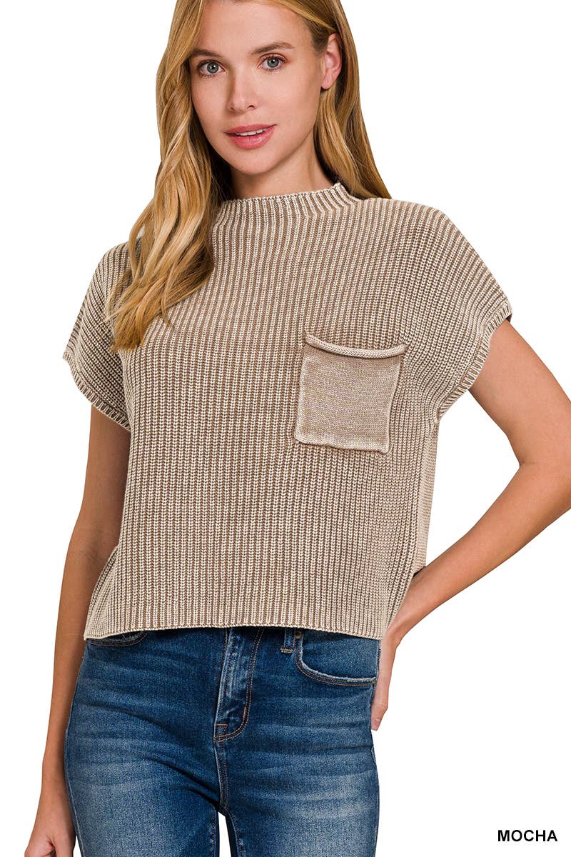 Brooke Short Sleeve Mock Neck Sweater