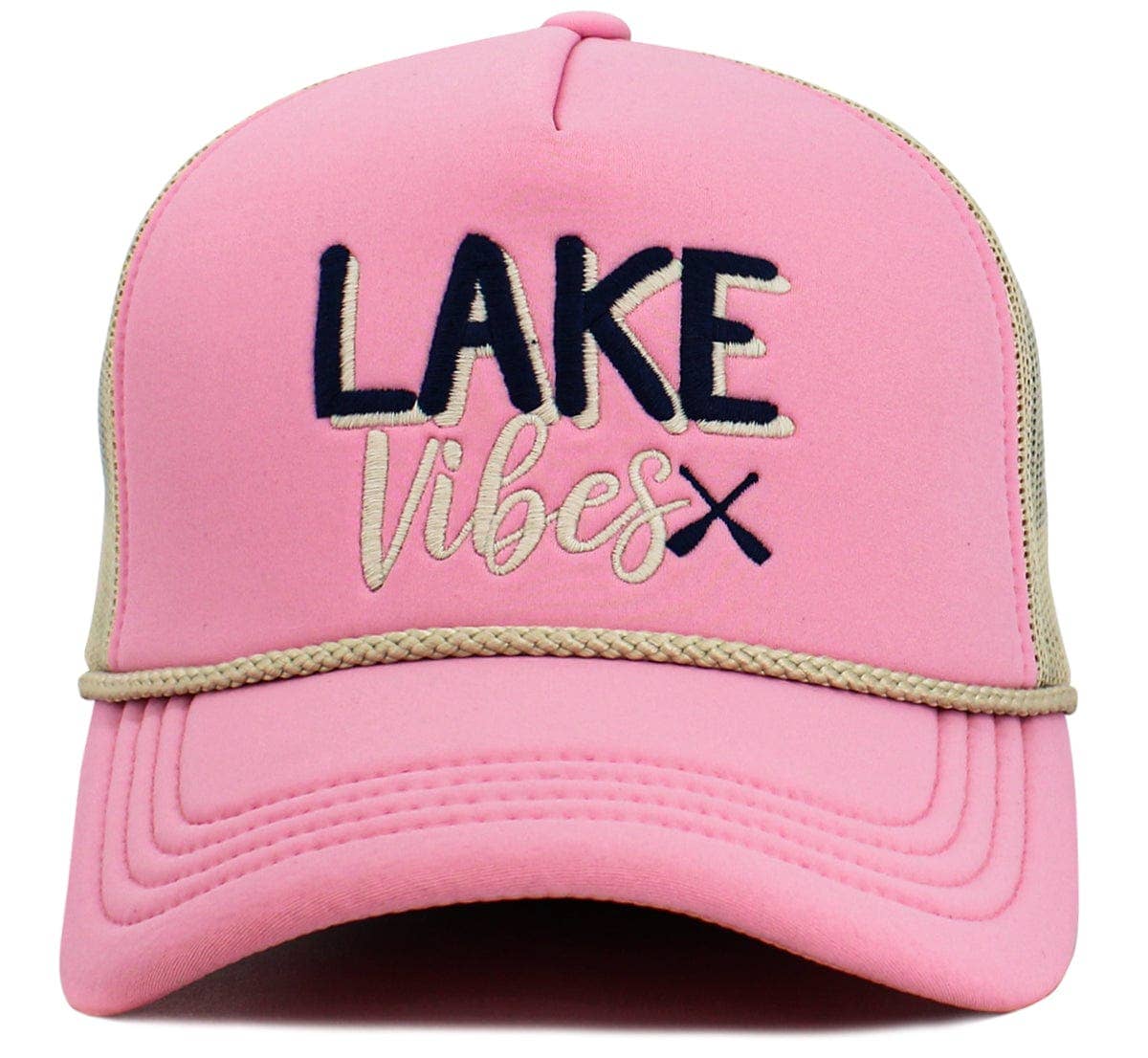 Lake Vibes Foam Trucker Mesh Cap: Neon Pink