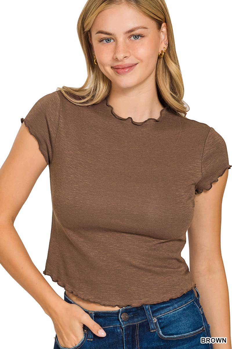 Lettuce Trimmed Cropped Tee