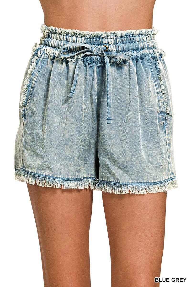 Mineral Washed Short Pants w/ Pockets