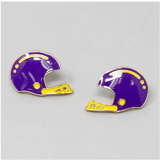 KE1001 Football Helmet Gameday Post Earrings: Red White
