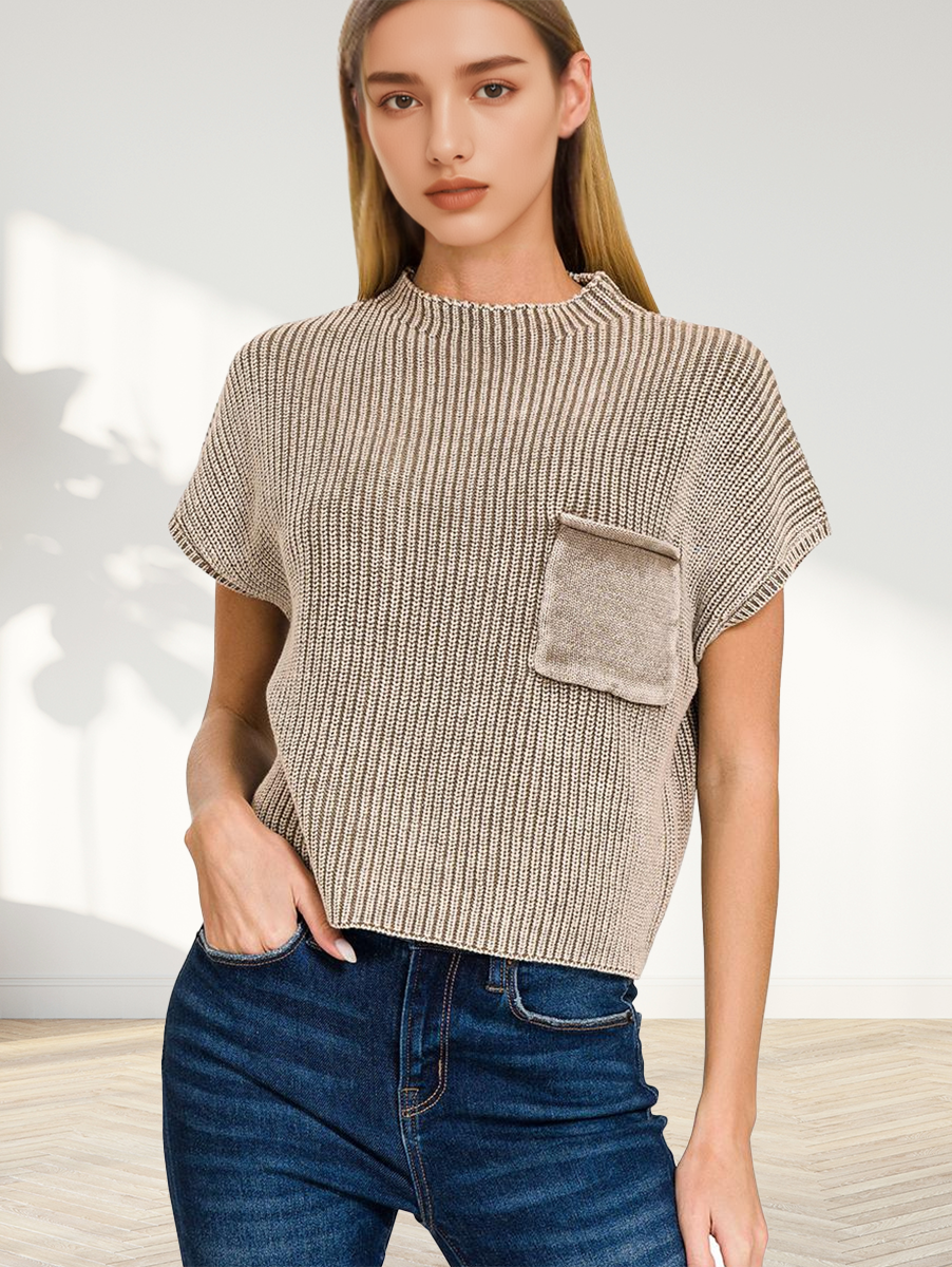 Brooke Short Sleeve Mock Neck Sweater