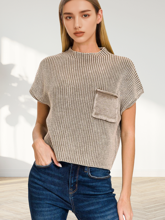 Brooke Short Sleeve Mock Neck Sweater