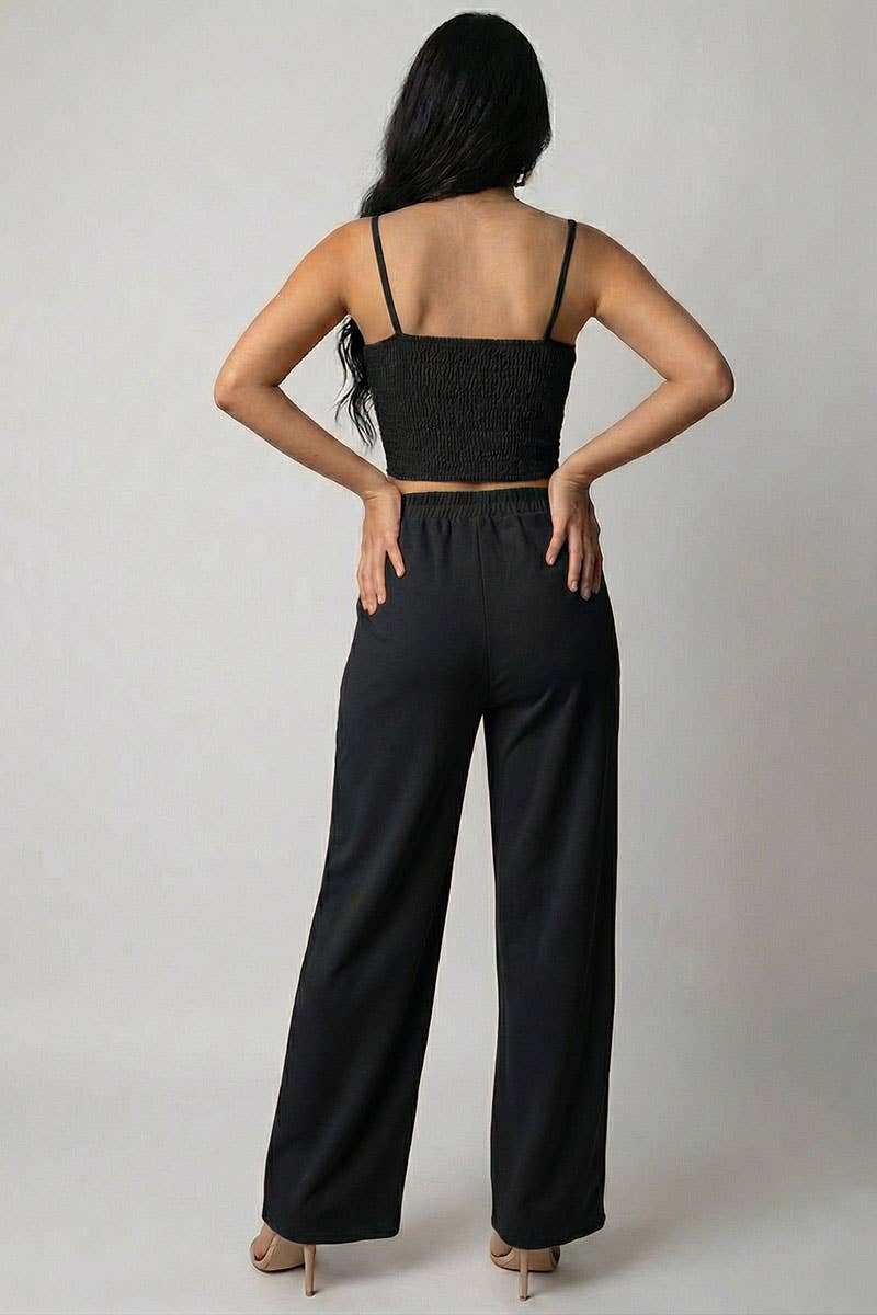 Spaghetti Strap Bralette Top & Wide Leg Pants Set