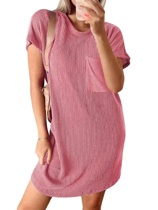 Summer Casual T Shirt Dress w Pockets