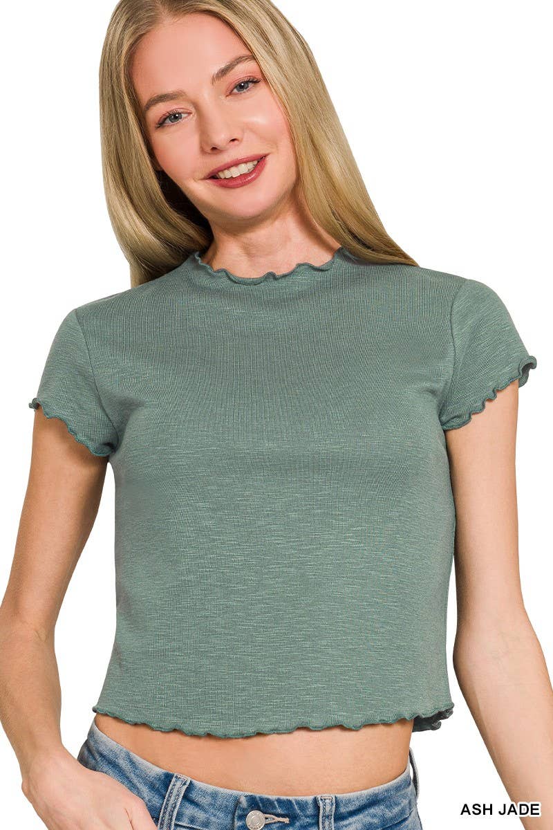 Lettuce Trimmed Cropped Tee