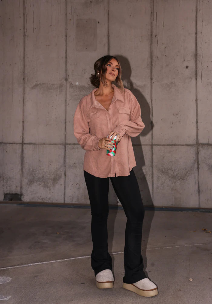 Oversized Texture Knit Shacket