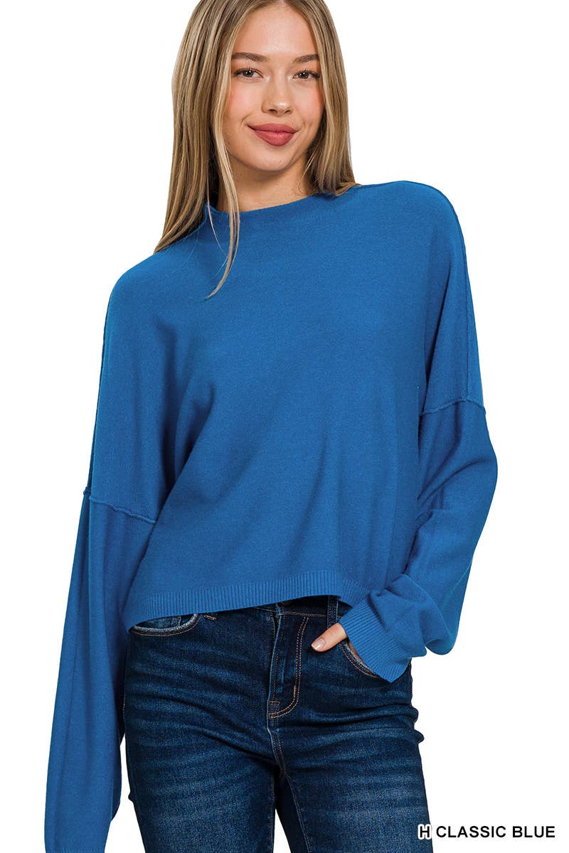 `.0807 Mock Neck Fall Crop Sweater SI-25985