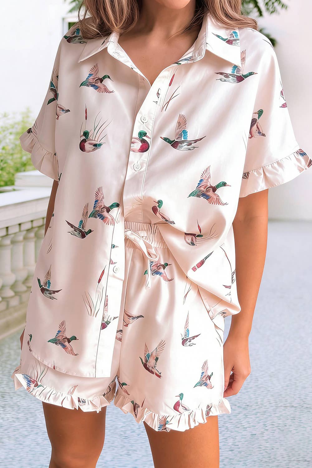 Mallard Ruffle Button 2pc Set