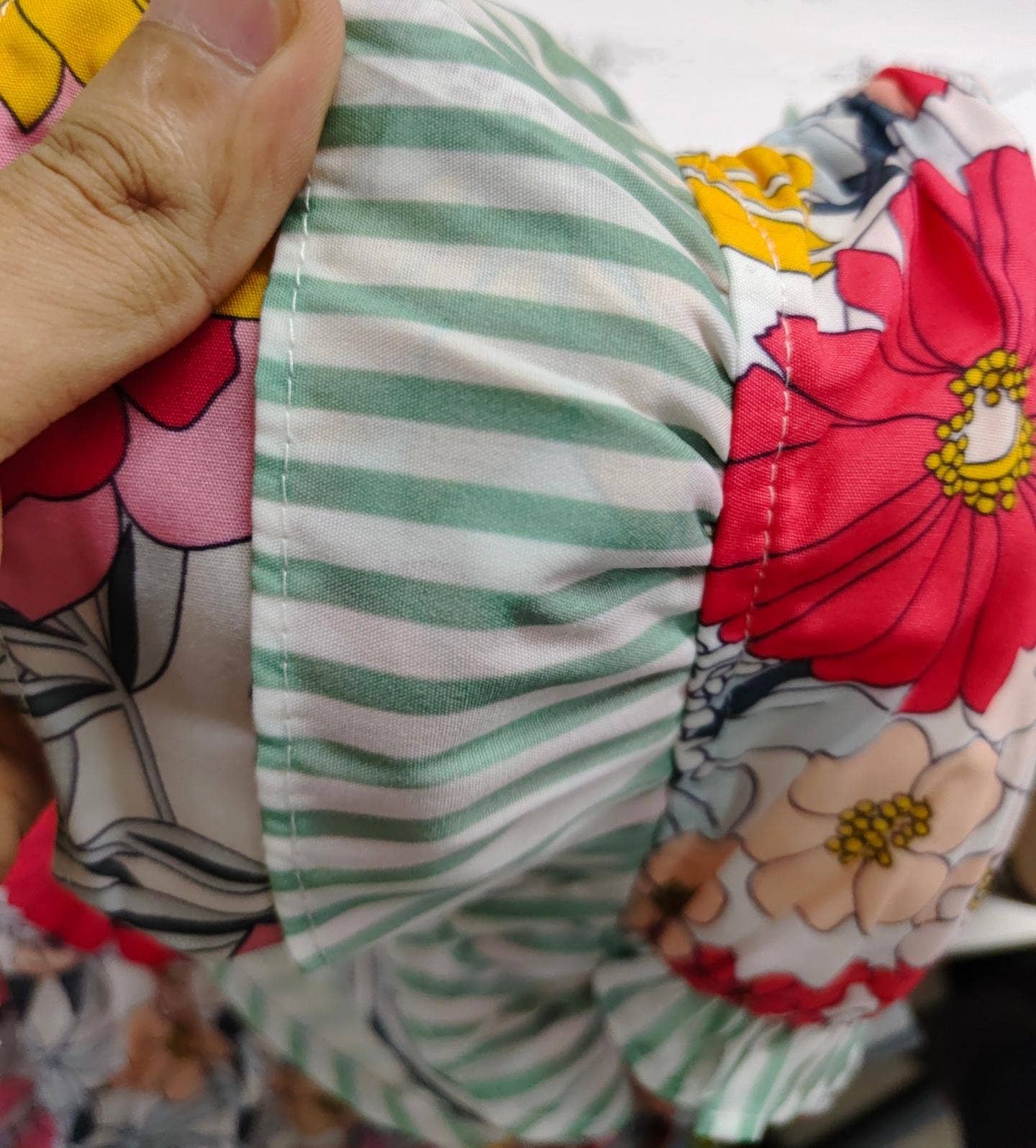 Floral  Ruffle Trim Short Sleeve Blouse