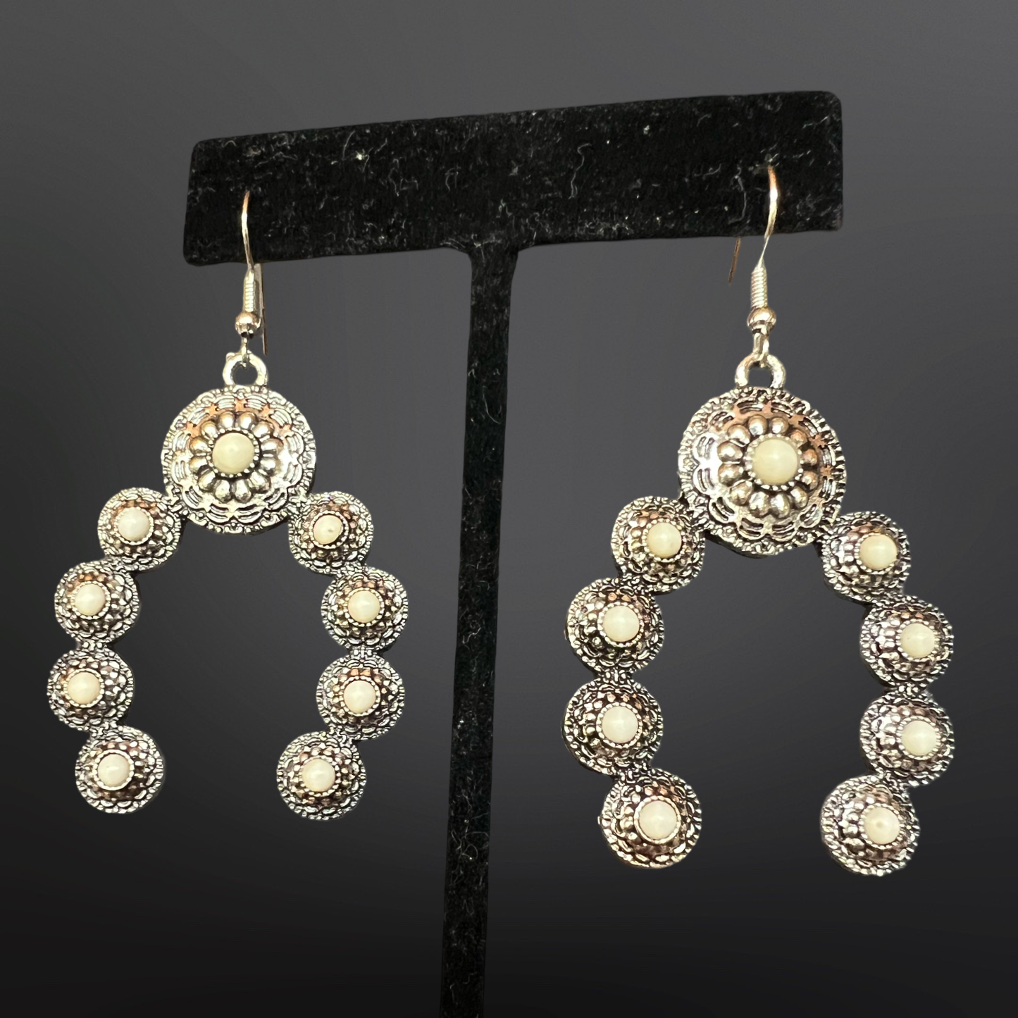 Squash Blossom Naja Western Faux Turquoise Earrings