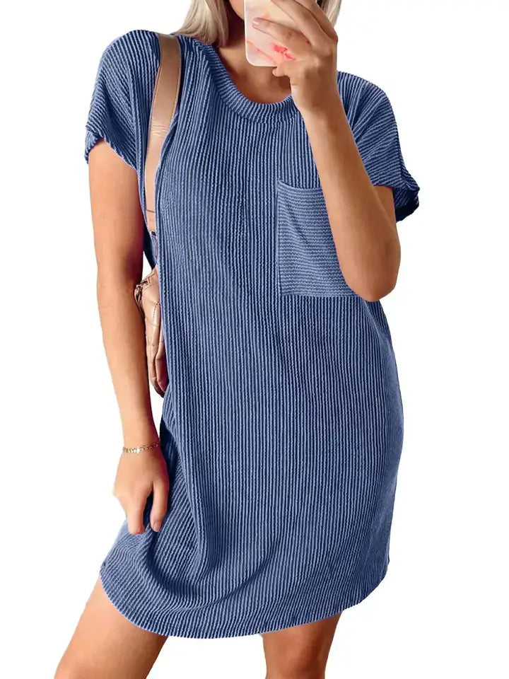 Summer Casual T Shirt Dress w Pockets