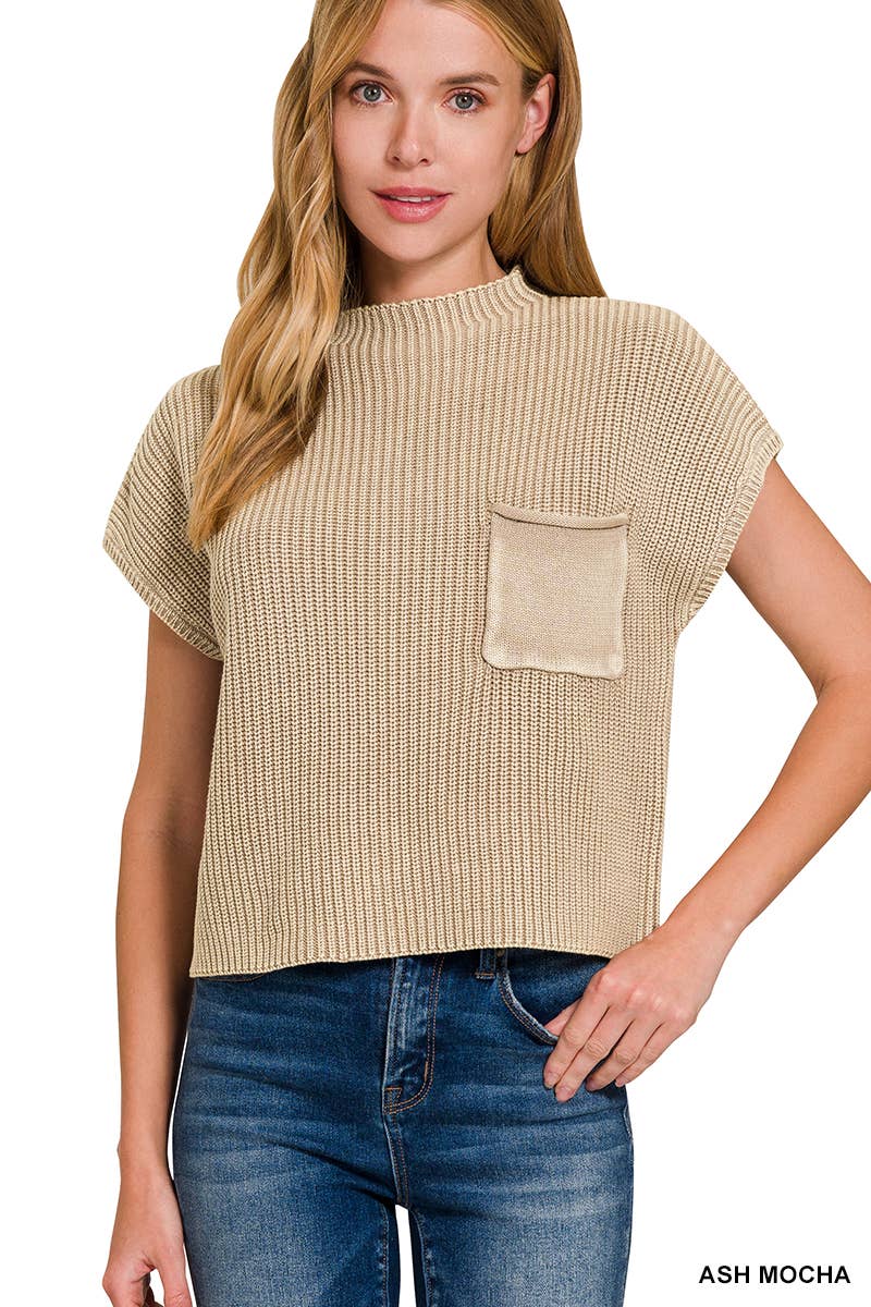 Brooke Short Sleeve Mock Neck Sweater