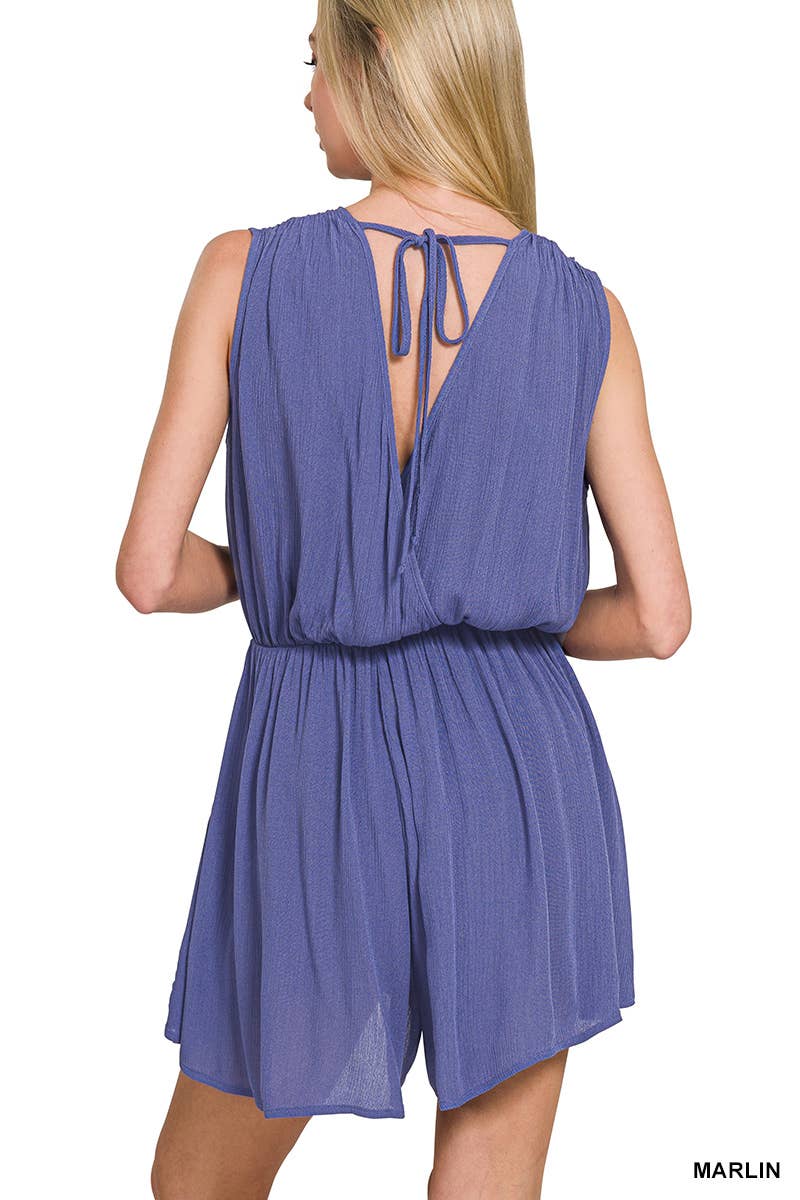 Romper With Tie Open Back
