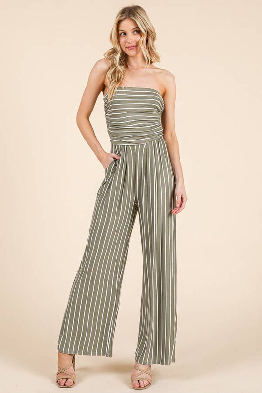 TUBE TOP W/SHIRRING PALAZZO ROMPER