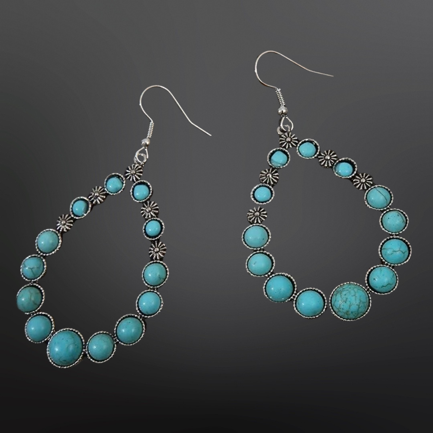 Faux Turquoise Hoop Earrings
