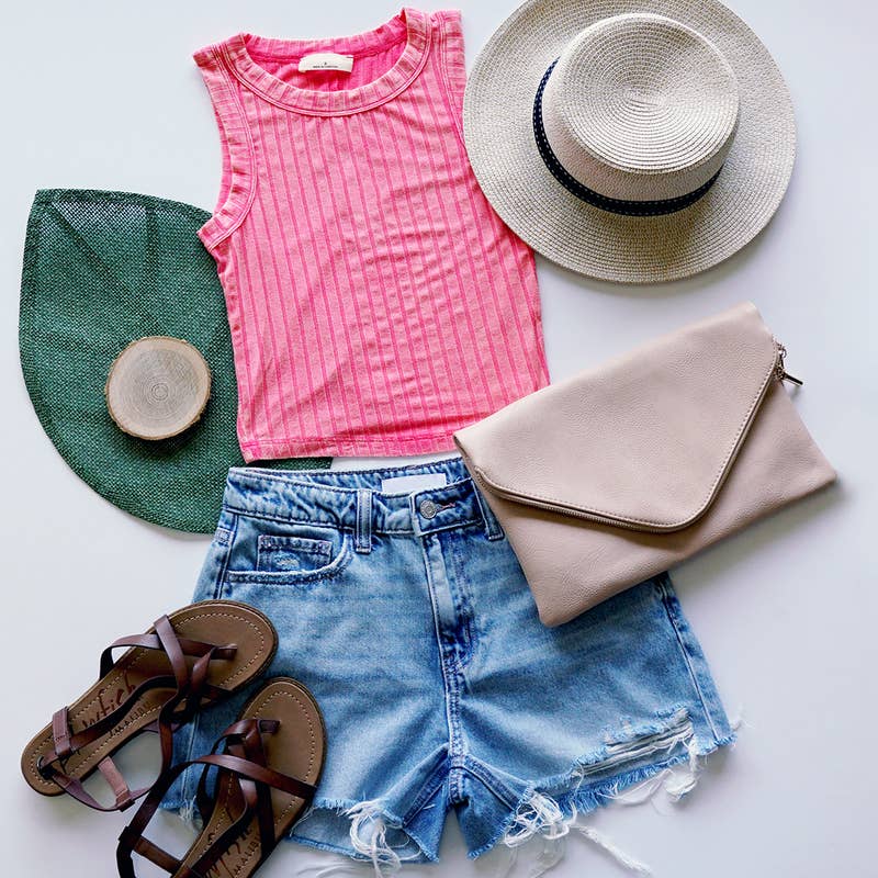 `.Ribbed Sleeveless Crop Tank Top