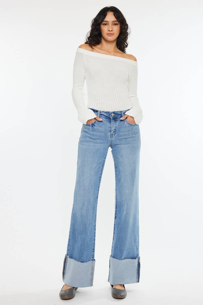 MID RISE WIDE FLARE JEANS