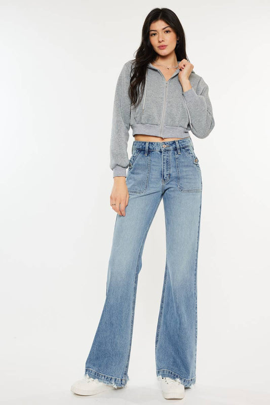 HIGH RISE WIDE FLARE JEANS- Judy Blue